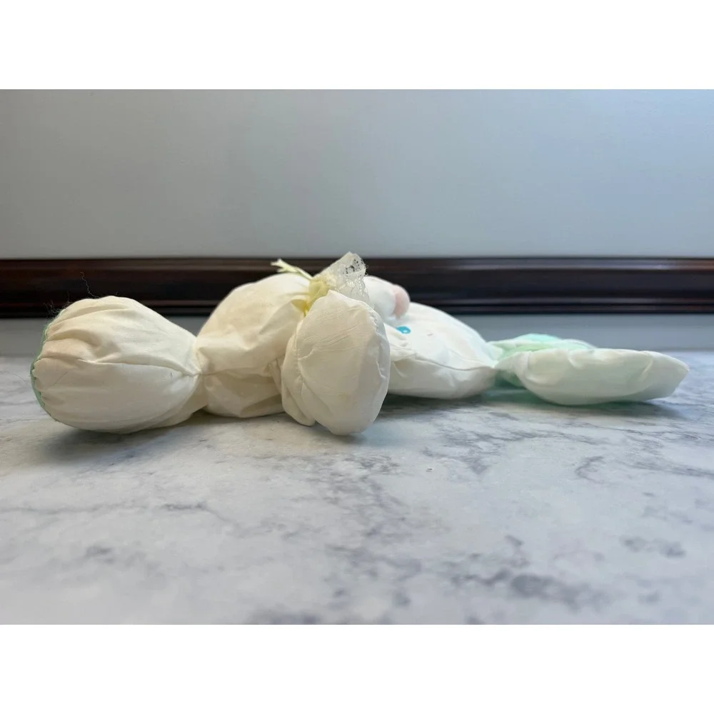 Vintage Fisher Price Puffalump Bunny Rabbit Plush 1988 White Pastel Green 1359